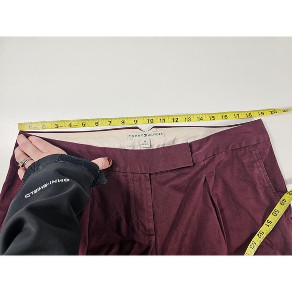 TOMMY HILFIGER Maroon Pleated Front Wide Leg Khaki Crop Ankle Pants Size 16 * - Picture 3 of 5